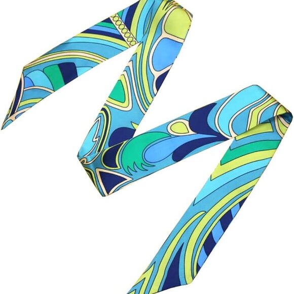 Mulberry Silk Scarf Bag Handle Wrap Neck Tie Hair Ribbon Women Green - Picture 3 of 6